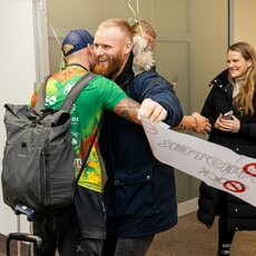 Patriko Stankevičiaus ir Audriaus Knašo sutikimas oro uoste | Pauliaus Peleckio / BNS foto nuotr. 7