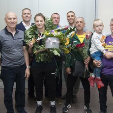 Boksininės G.Diekontaitės pasitikimas Vilniaus oro uoste l Manto Stankevičiaus nuotr. 6