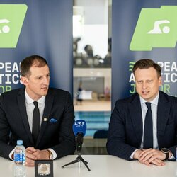 Europos jaunimo plaukimo čempionato Vilniuje pristatymas | Pauliaus Peleckio / BNS foto nuotr. 4