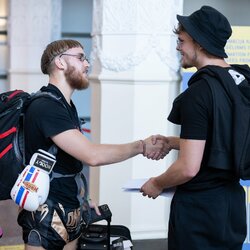 Dominykas Dirkstys Vilniaus oro uoste pasitiko Dovydą Rimkų l Manto Stankevičiaus nuotr. 5