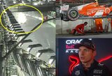 Pompastiškas „F-1“ etapas Las Vegase virsta farsu: išvyti fanai, skylę bolide pramušęs kanalizacijos dangtis ir skambus M.Verstappeno pareiškimas 