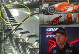 Pompastiškas „F-1“ etapas Las Vegase virsta farsu: išvyti fanai, skylę bolide pramušęs kanalizacijos dangtis ir skambus M.Verstappeno pareiškimas