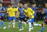 Neymaro realizuotas 11 m baudinys padovanojo Brazilijai pergalę draugiškose rungtynėse prieš japonus