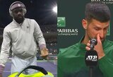 Po sensacingo pralaimėjimo N.Djokovičius stebėjosi žaidimo sąlygomis, F.Tiafoe pamiršo atsinešti raketes