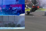 Meksikoje – avarijos, degę ir į orą kilę bolidai bei rekordinis M.Verstappeno triumfas