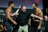 „UFC 278“ ceremoniniai svėrimai: K.Usmanas ir L.Edwardsas turėjo intensyvią akistatą, P.Costa ir L.Rockholdas buvo išskirti