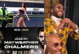 Prieš pat kovą vakarėlyje šėlęs F.Mayweatheris neatėjo į svėrimų ceremoniją