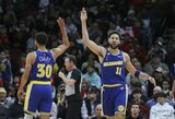 K.Thompsono ir S.Curry duetas nukalė pirmąją „Warriors“ pergalė išvykoje