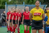 Dėl liūties nukeltame Europos žolės riedulio čempionato mače lietuvės nepralaužė šveicarių gynybos