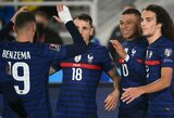 Prancūzai pasaulio futbolo čempionato atranką užbaigė pergale prieš suomius, belgai išsiskyrė taikiai su Velsu 