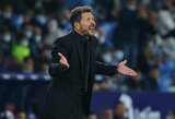 Drama Ispanijoje – iš aikštės išvarytas D.Simeone ir 90-ąją minutę įvartį praleidusio „Atletico“ lygiosios su „Levante“