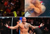 Po žiauraus nokauto „UFC 315“ turnyre – be sąmonės kritęs kovotojas, duobė galvoje ir išėjimas iš narvo neštuvų pagalba