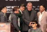 Su O.De La Hoya vos nesusimušęs „Canelo“: „Jau grąžinai Golovkinui pavogtus pinigus?“