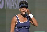 Indian Velse V.Williams gavo „riestainį“, į turnyrą nespėjusi atvykti S.Halep sulaukė gerų žinių iš Majamio