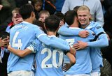 Haalandas pelnė dublį, o „Man City“ miesto derbyje sutriuškino „Man Utd“