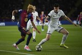 Įspūdinga: Dumfriesas pelnė dublį, Yamalis pagerino Mbappe rekordą, o Čempionų lygos pusfinalis tarp „Barcelonos“ ir „Inter“ baigėsi lygiosiomis 