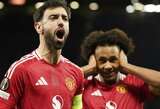 B.Fernandeso „hat-trickas“ leido „Manchester United“ triuškinamai žengti į ketvirtfinalį