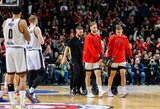 Kraupiai ant parketo po dėjimo nusileidęs Ryto“ lyderis Jerrickas Hardingas buvo išneštas ant neštuvų