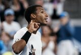 „US Open“: kanadietis Felixas Augeris-Aliassime'as pirmą kartą „Didžiojo kirčio“ turnyre įveikė varžovą iš pirmojo penketuko