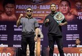 Manny Pacquiao ir Mario Barriosas susitiko akis į akį: „Ugnis, ryžtas ir noras sunkiai dirbti vis dar manyje“