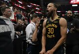 Curry ir rekordiškai gerai tritaškius metęs Hieldas atvedė „Warriors“ į Vakarų konferencijos pusfinalį