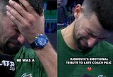 40-metis Wawrinka vos nesugriovė visų Musetti planų, Djokovičius nesulaikė ašarų ir prašė sirgalių atiduoti pagarbą jo mentoriui