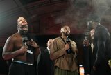 Chisora į svėrimus atvyko su Fury kauke ir užfiksavo rekordinį svorį, Wilderis prakalbo apie šimtaprocentinį pasirengimą