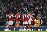 5 įvarčių fiestą prieš „Liverpool“ laimėjęs „Arsenal“ sugrįžo į „Premier“ lygos viršūnę 