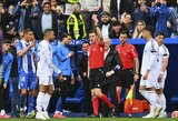 Kylianas Mbappe buvo nubaustas raudona kortele, tačiau „Real“ įveikė dešimtyje žaisti likusį „Alaves“