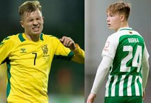 Artūras Dolžnikovas ir Motiejus Burba | futbolas.lt fotomontažas