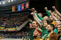 Fotomontažas: futbolo ir krepšinio rinktinių sirgaliai | futbolas.lt fotomontažas