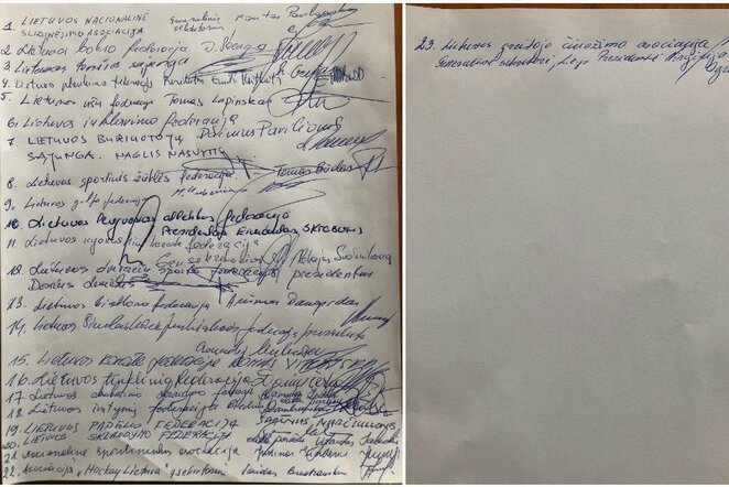 Federacijų parašai | Organizatorių nuotr.