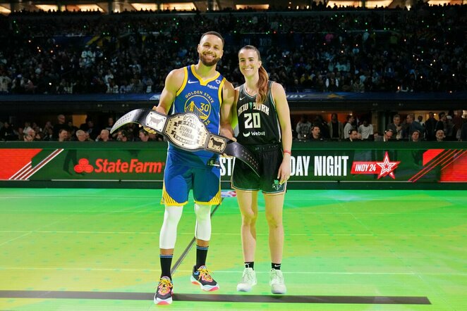 Stephenas Curry, Sabrina Ionescu  | Allos Fedorčenko ir Manto Stankevičiaus nuotr.