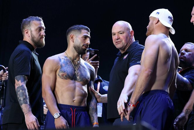 Ilia Topuria ir Justinas Gaethje | Scanpix nuotr.