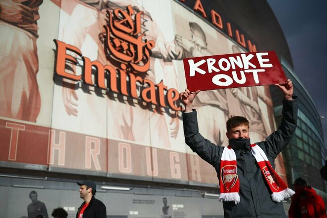 „Arsenal“ fanų protestas | Scanpix nuotr.