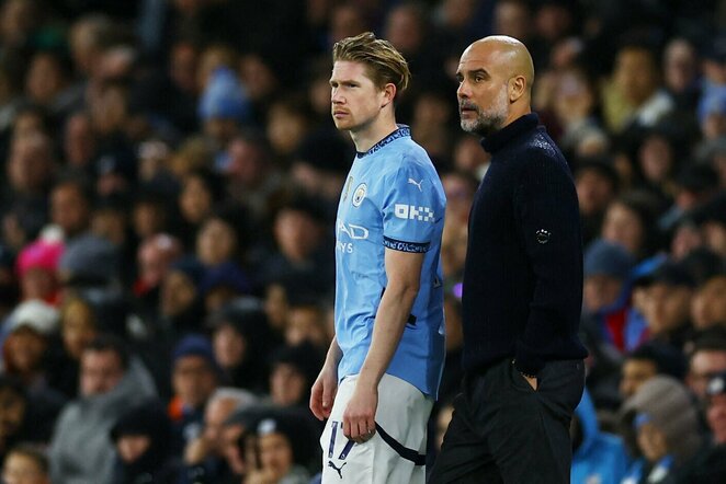 Kevinas De Bruyne ir Pepas Guardiola | Scanpix nuotr.