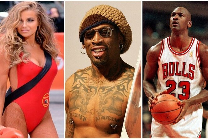 Carmen Electra, Dennisas Rodmanas ir Michaelas Jordanas | Scanpix nuotr.