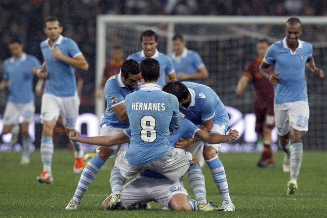 Triumfuojantys „Lazio“ futbolininkai | Reuters/Scanpix nuotr.