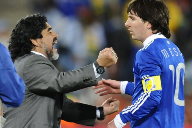 Diego Maradona ir Lionelis Messi | AFP/Scanpix nuotr. .