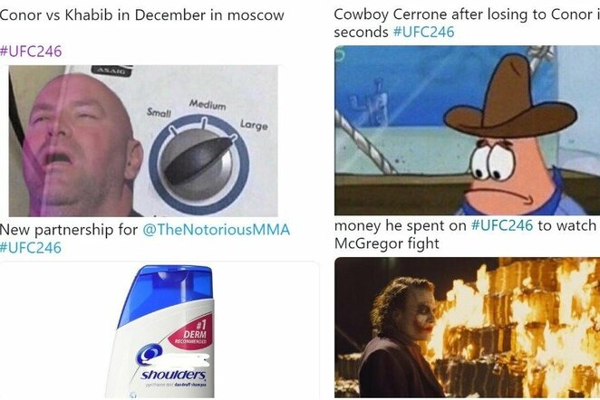 Internautų pokštai po „UFC 246“ turnyro | „Twitter“ nuotr.