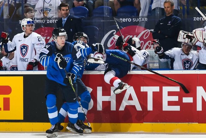 Prancūzijos – Suomijos rungtynių akimirka | IIHF nuotr.