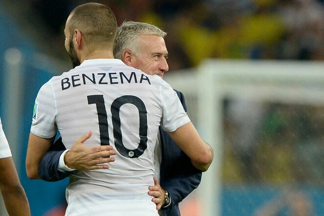 Didieras Deschampsas ir Karimas Benzema 2014 metais | Scanpix nuotr.