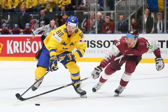 Latvių ir švedų rungtynės | IIHF nuotr.