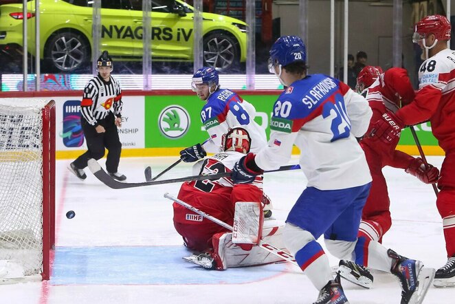 Slovakijos – Danijos rungtynių akimirka | IIHF nuotr.