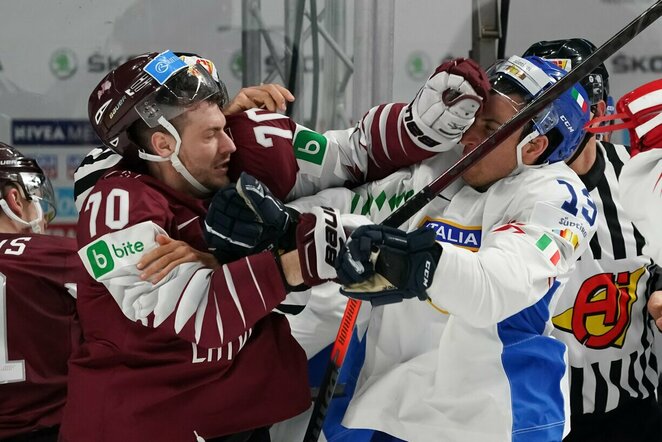 Latvija – Italija rungtynių akimirka | IIHF nuotr.