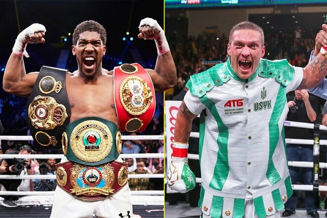 Anthony Joshua ir Oleksandras Osykas | Organizatorių nuotr.