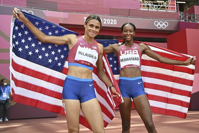 Sydney McLaughlin ir Dalilah Muhammad | Scanpix nuotr.