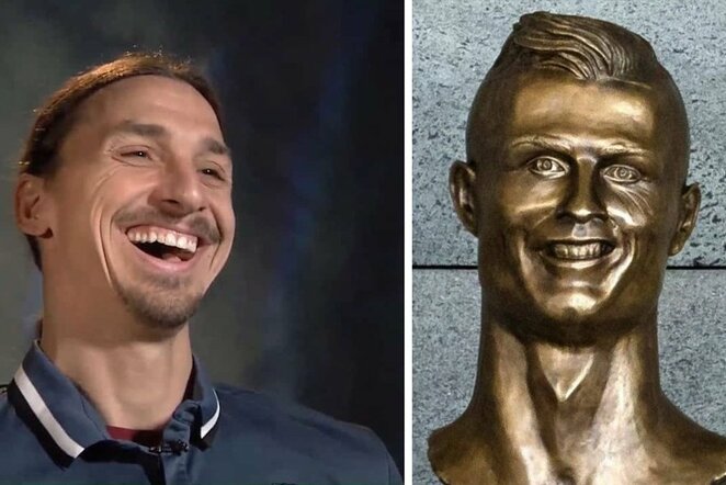 Z.Ibrahimovičius ir C.Ronaldo skulptūra | Organizatorių nuotr.
