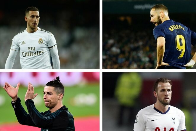 Edenas Hazardas, Karimas Benzema, Cristiano Ronaldo ir Harry Kane'as | Scanpix nuotr.