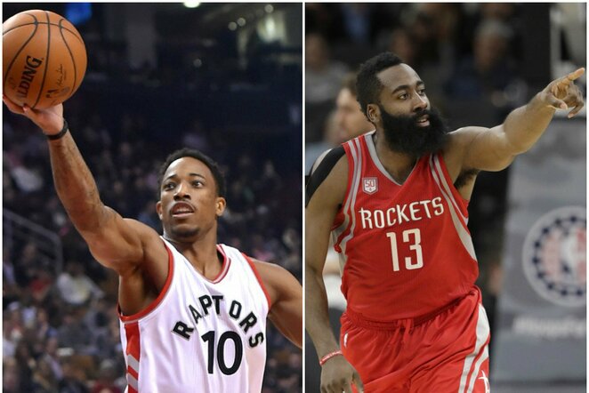 DeMaras DeRozanas ir Jamesas Hardenas | Scanpix nuotr.